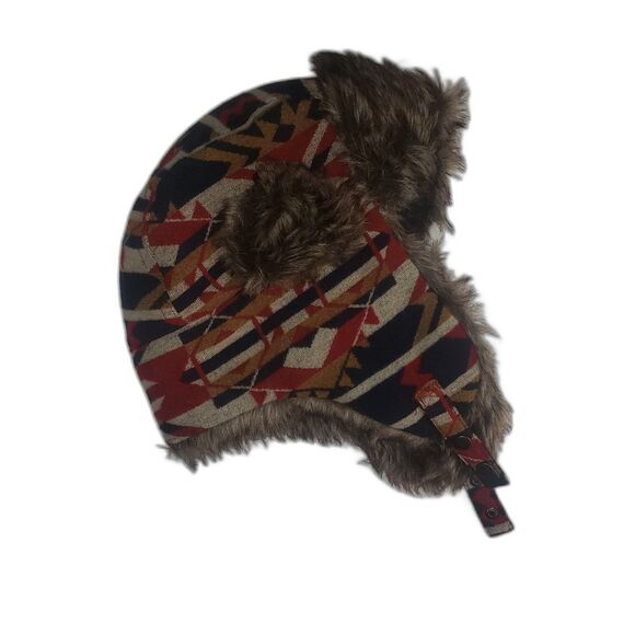 SWISS TECH Aztec Print Faux Fur Wool Blend Unisex Trapper Hat One Size main image 4
